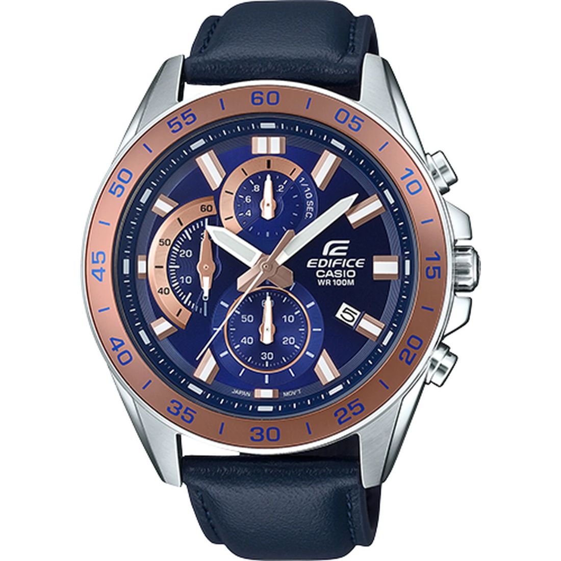 Casio Men's Edifice Stainless Steel Chronograph Watch(Black Leather Strap -EFV550L-2AV) $29