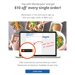 $10 off multiple Delivery.com orders with Masterpass - Web only (11/10 thru 12/11)