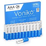 Voniko - Premium Grade AAA Batteries - 24 Pack - Alkaline Triple A Battery - Ultra Long-Lasting, Leakproof 1.5v Batteries - 10-Year Shelf Life $7.99