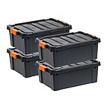 IRIS 4-Pack Large 11.75-Gallons (47-Quart) Black Heavy Duty Tote with Latching Lid $57.57