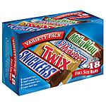 Snickers, Twix, 3 Musketeers, &amp; Milky Way 18-Count Variety Box [Subscribe &amp; Save] $13.78