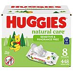 Huggies Natural Care Sensitive Baby Wipes, Unscented, Hypoallergenic, 99% Purified Water, 8 Flip-Top Packs (448 Wipes Total) [Subscribe &amp; Save] $11.64