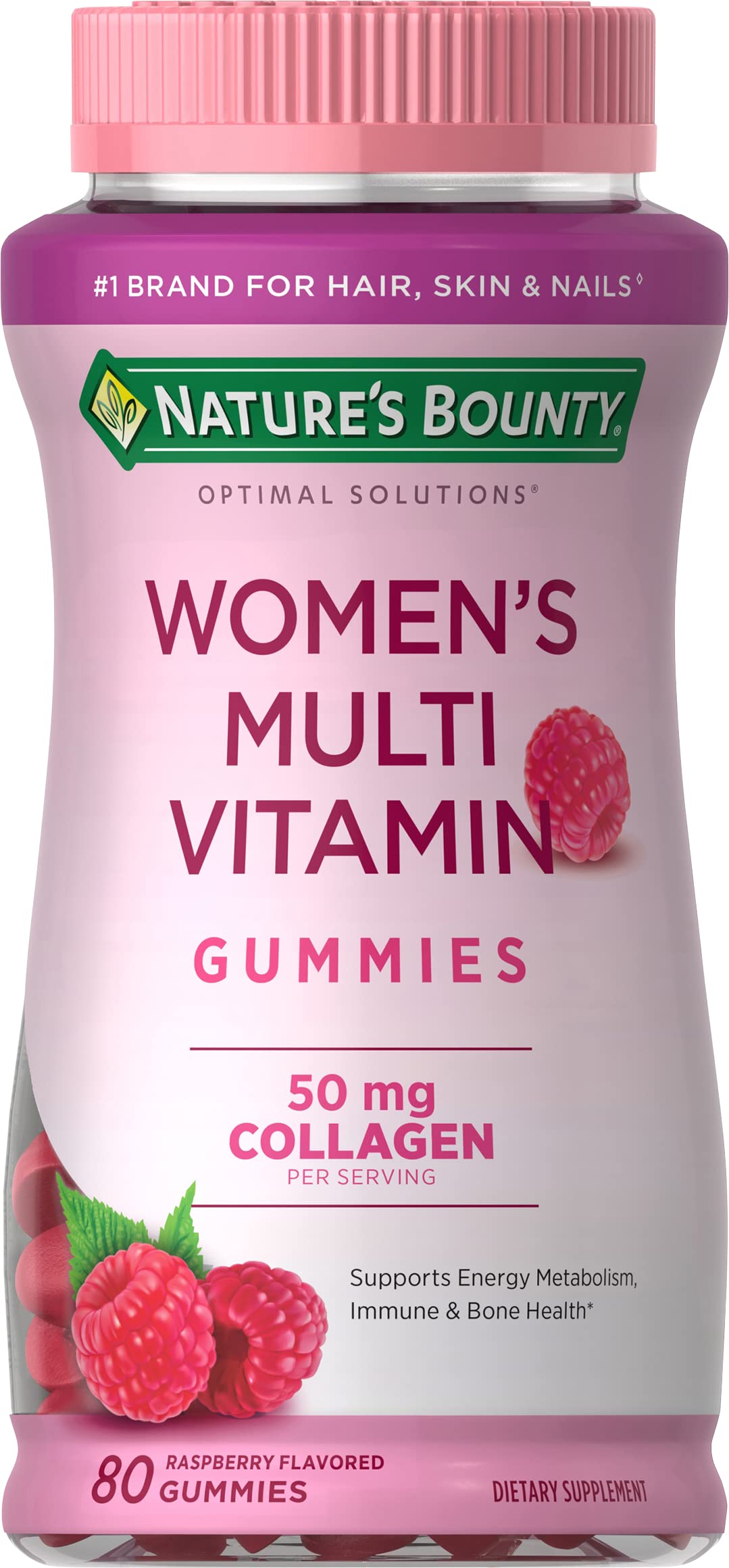 Nature's Bounty Optimal Solutions Women's Multivitamin, Immune and Cellular Energy Support, Bone Health, Raspberry Flavor, 80 Gummies [Subscribe & Save]