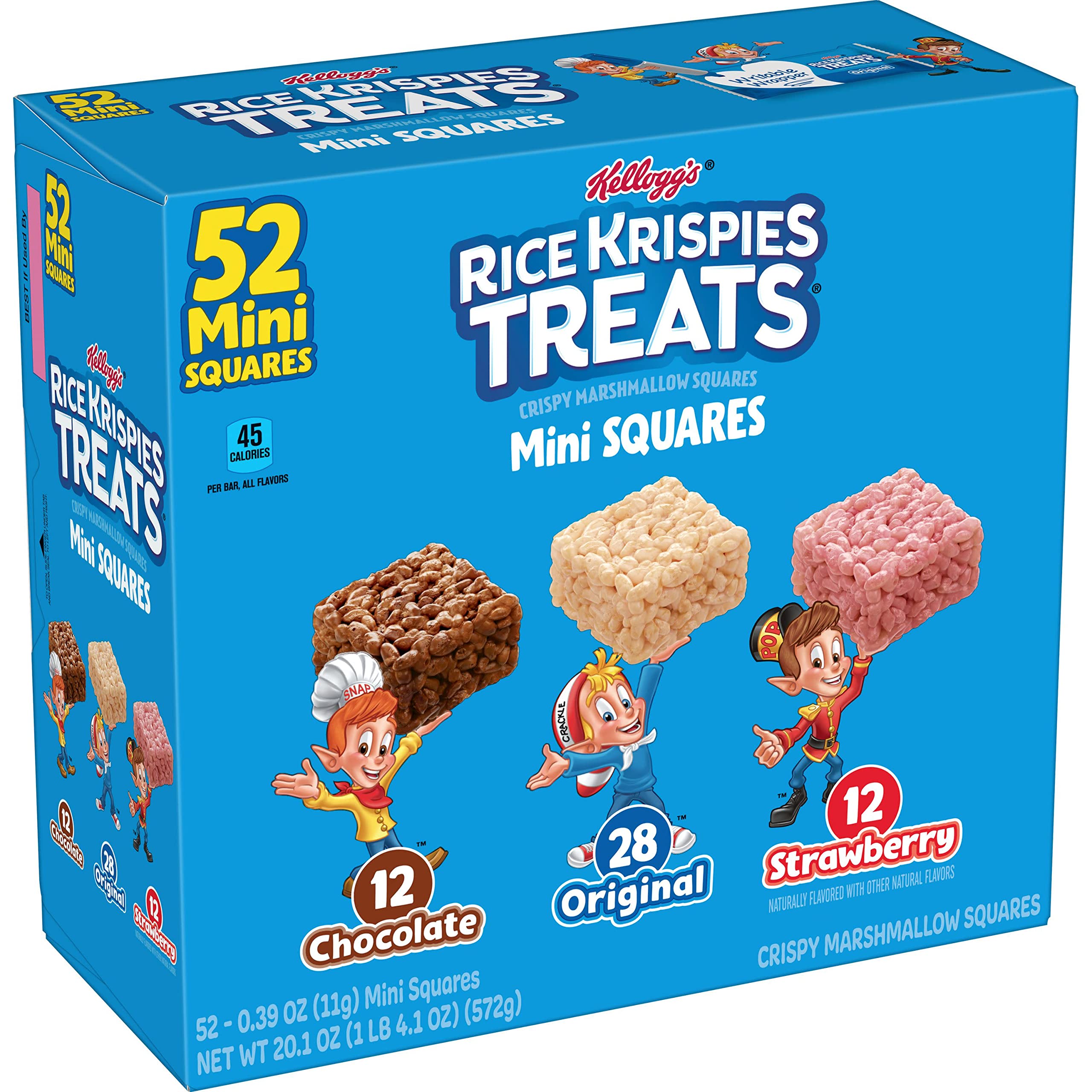 Rice Krispies Treats Mini Squares, Kids Snacks, Lunch Snacks, Variety Pack, 20.1oz Box (52 Bars) [Subscribe & Save] $8.24