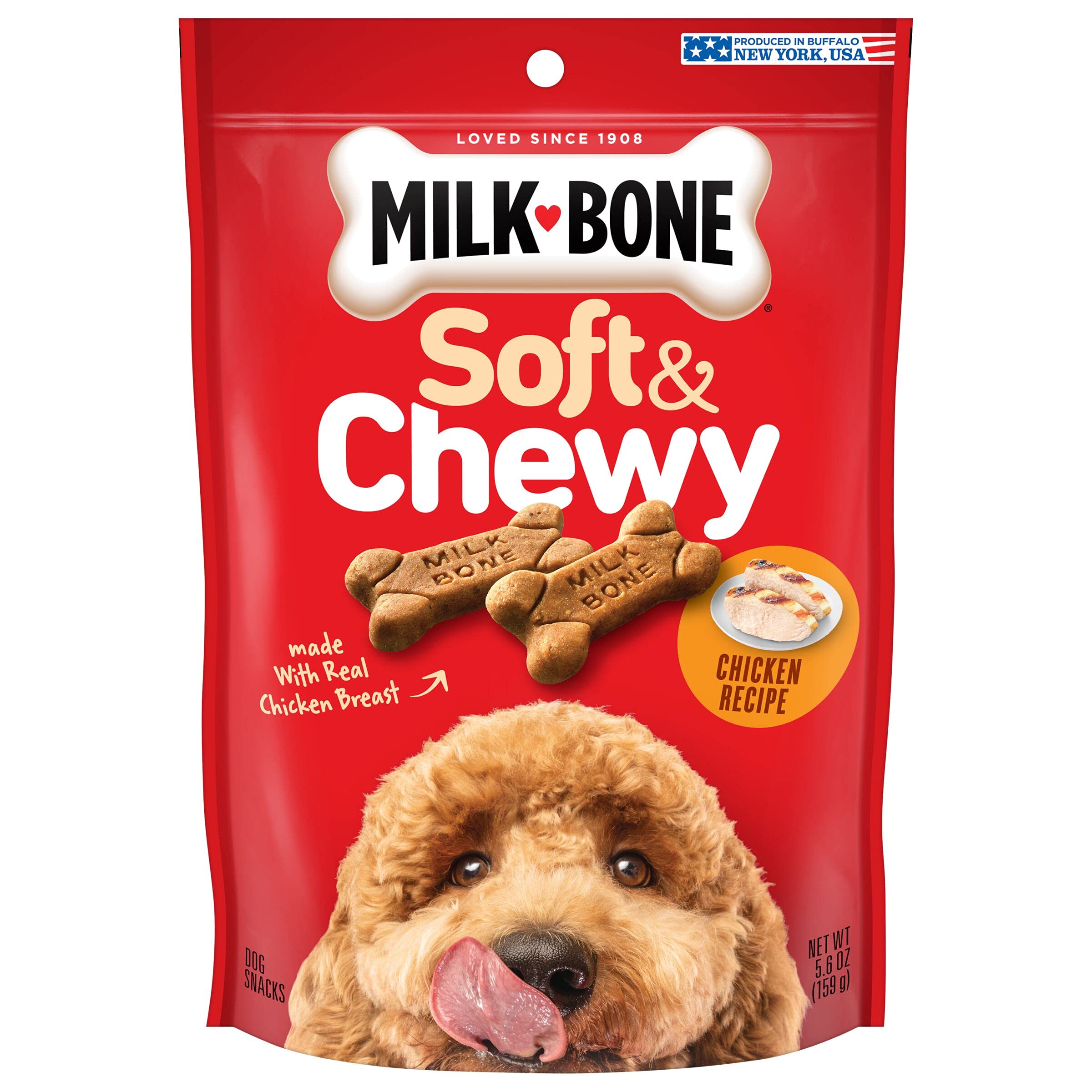 Milk Bone Soft and Chewy Treats Chicken Recipe Dog Treats, 5.6 Ounce Pouches (Pack of 10) [Subscribe & Save] $27.92 @ Amazon