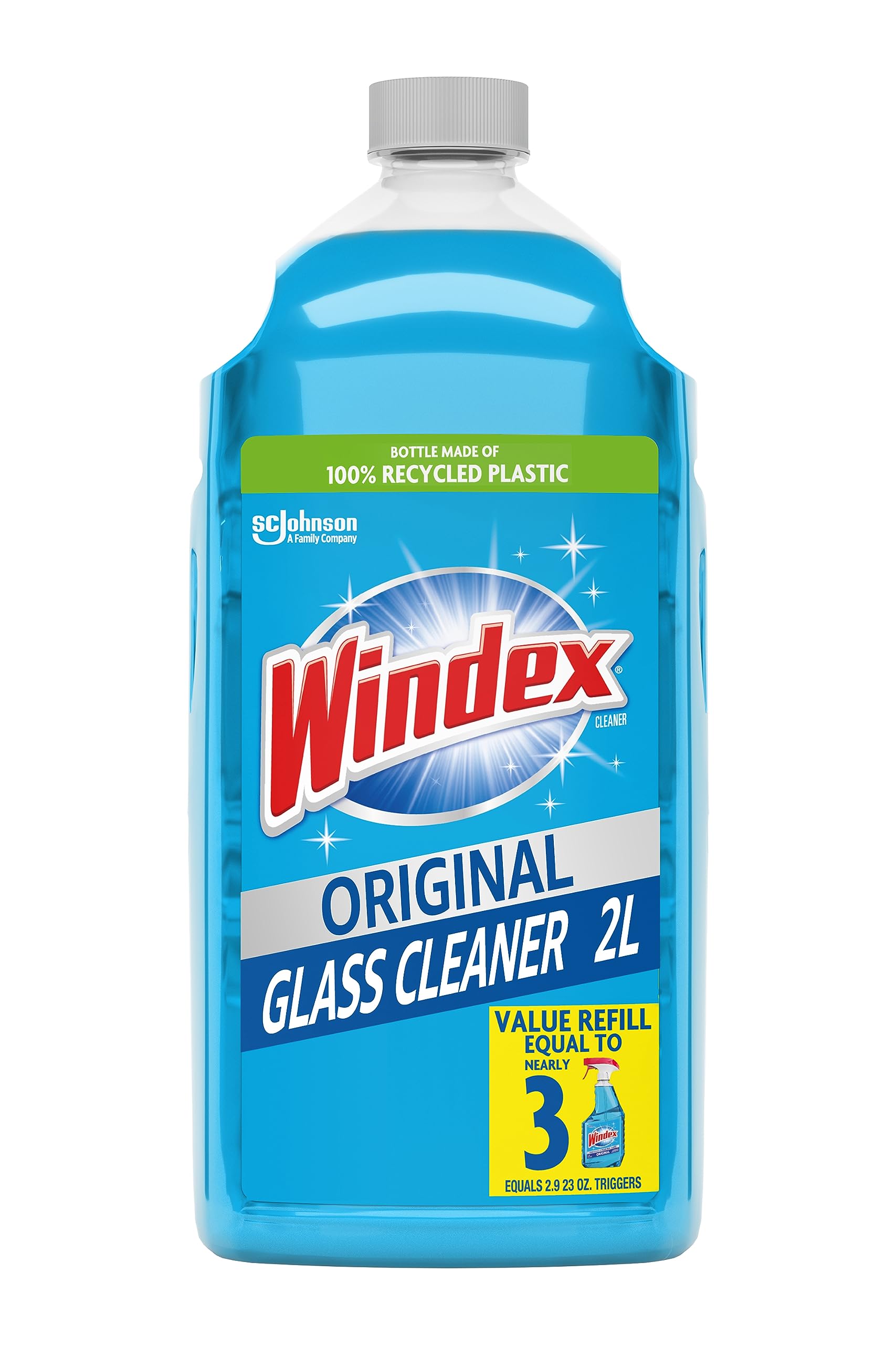 Windex Original Blue Glass Cleaner Refill, 2L, Works on Smudges/Fingerprints, 100% Recovered Coastal Plastic Bottle [Subscribe & Save] $6.63