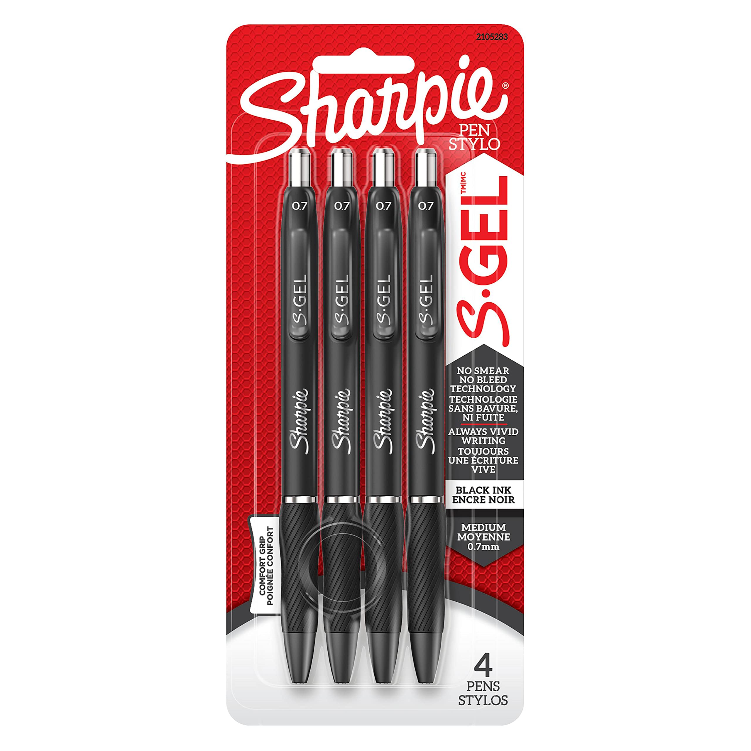 SHARPIE S-Gel, Gel Pens, Medium Point (0.7mm), Black Ink Gel Pen, 4 Count [Subscribe & Save] $3.8