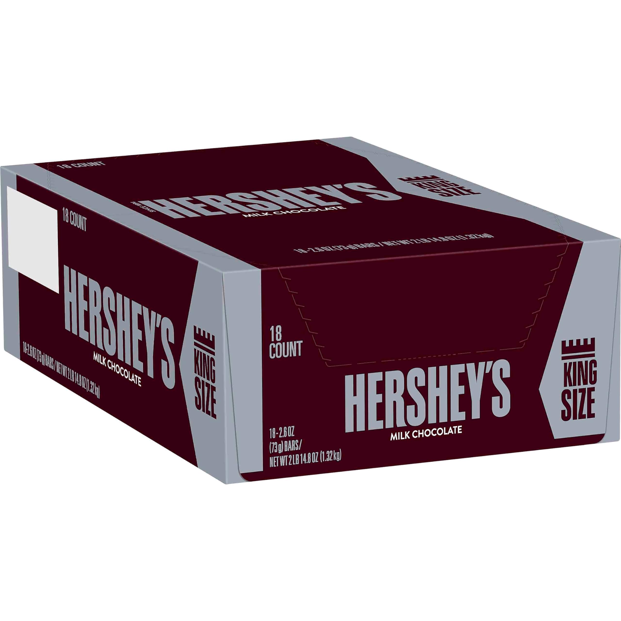 HERSHEY'S Milk Chocolate King Size, Candy Bars, 2.6 oz (18 Count) [Subscribe & Save] $18.23