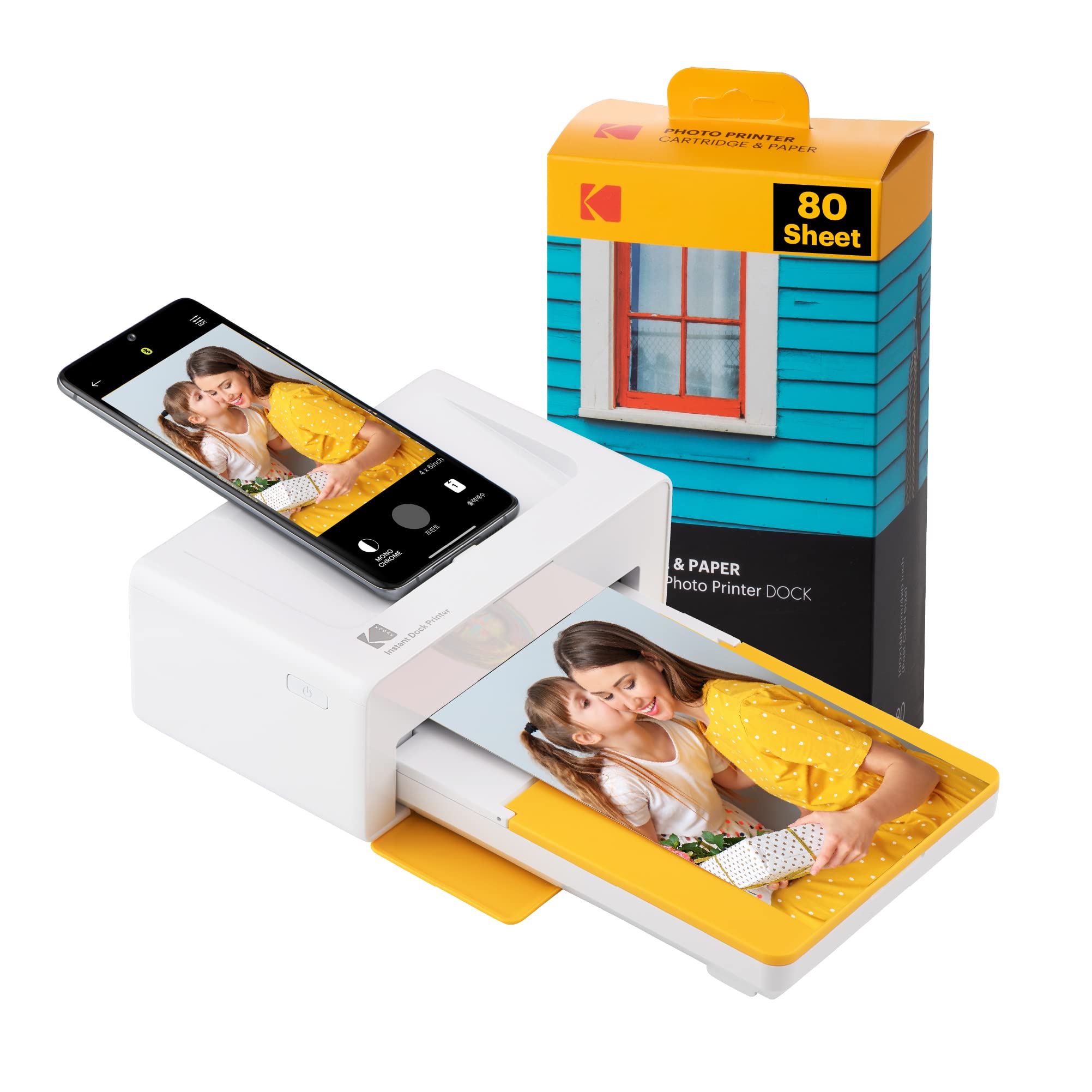 KODAK Dock Plus 4PASS Instant Photo Printer (4x6 inches) + 90 Sheets Bundle (10 Initial Sheets + 80 Sheet Pack) $125.98