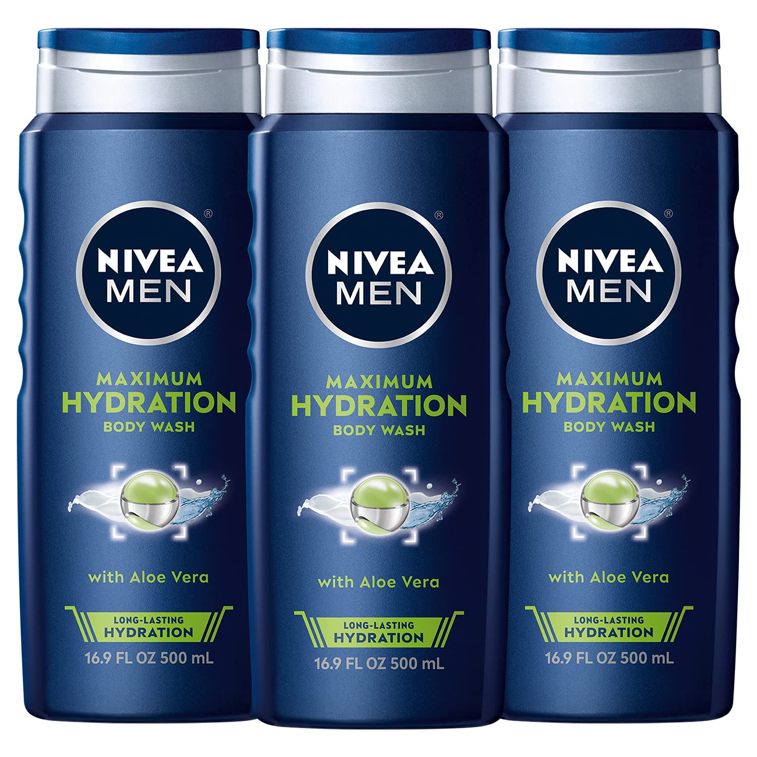 NIVEA MEN Maximum Hydration Body Wash, Aloe Vera Body Wash for Dry Skin, 16.9 Fl Oz (Pack of 3) [Subscribe & Save] $11.44