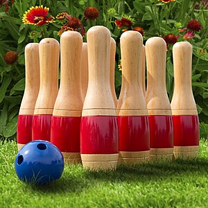 Hey! Play! Solid Wood Bowling with Carrying Case $59.09