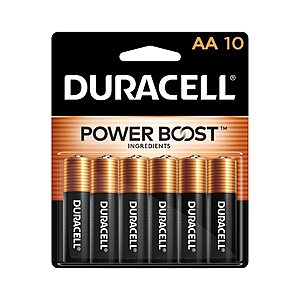 10-Count Duracell Coppertop AA Batteries w/ Power Boost Ingredients 5.35 w/ Subscribe & Save