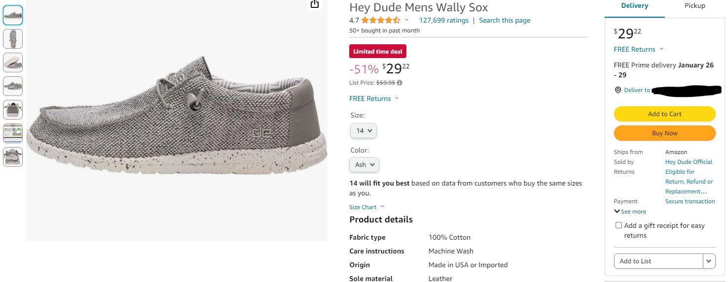 Hey Dude - Wally Sox : $29 and Up (Amazon, Multiple Sizes & Colors, Free S&H) $29.22