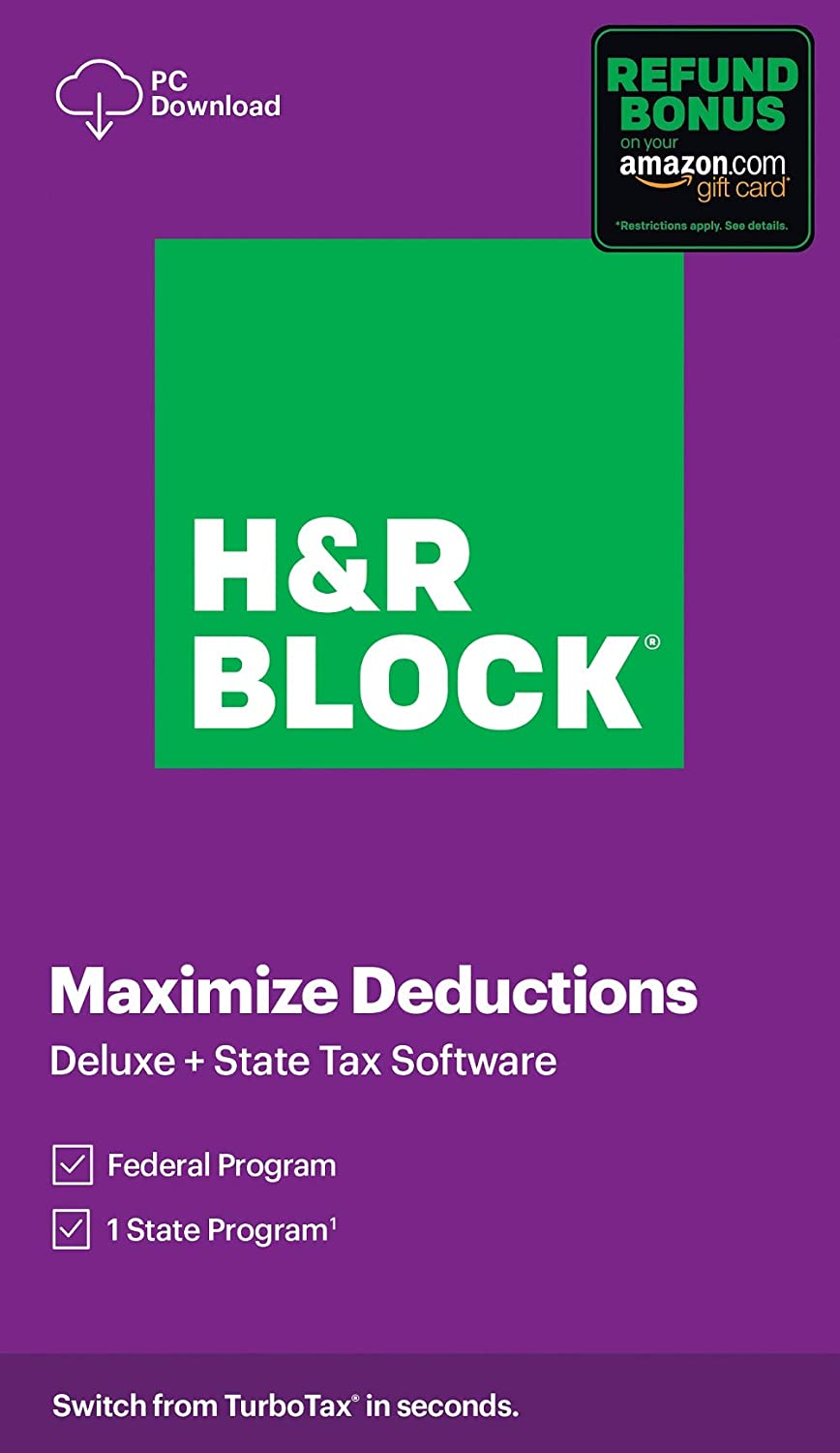 H&R Block Tax Software Deluxe+State 2020 - Windows, Mac $22.49