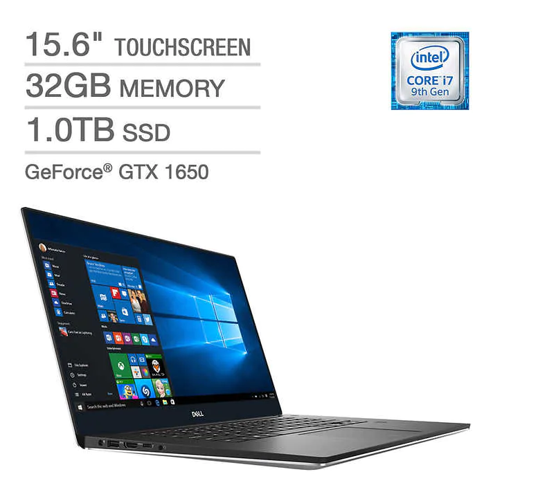 Dell XPS 15 Touchscreen Laptop - 9th Gen Intel Core i7-9750H - GeForce GTX 1650 - 4K Ultra HD $1799.99