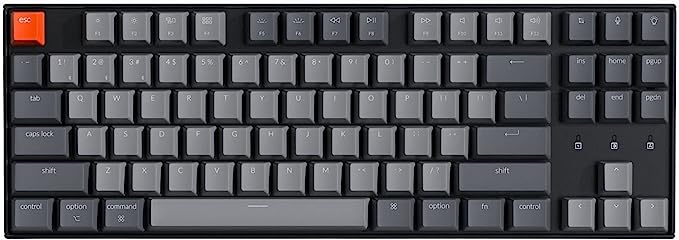 Keychron K8 Hot-swappable Wireless Bluetooth/Wired USB Mechanical Keyboard with Gateron G Pro Blue Switch/White LED Backlight/N-Key Rollover, Tenkeyless 87-Key Computer $44.99