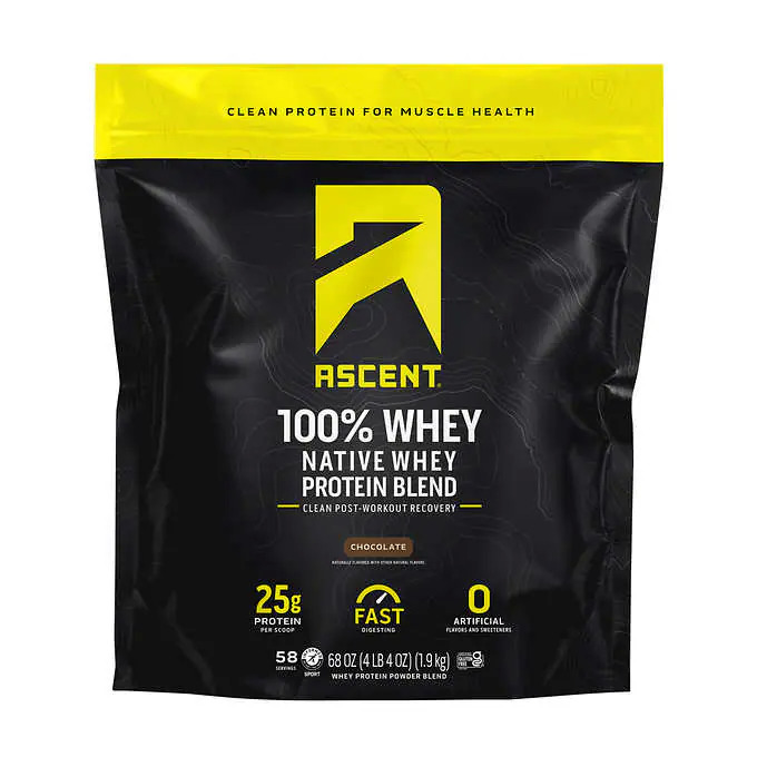 Select Costco Stores 4.25lbs Ascent 100 Whey Native Protein Blend (Chocolate)