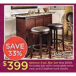 Raymour &amp; Flanigan Black Friday: Uptown 3-pc. Bar Set for $399.00