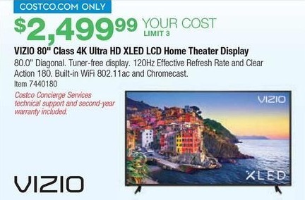 Costco Wholesale Black Friday: 80&quot; Vizio E80-E3 4K Ultra HD XLED LCD Home Theater Display for ...
