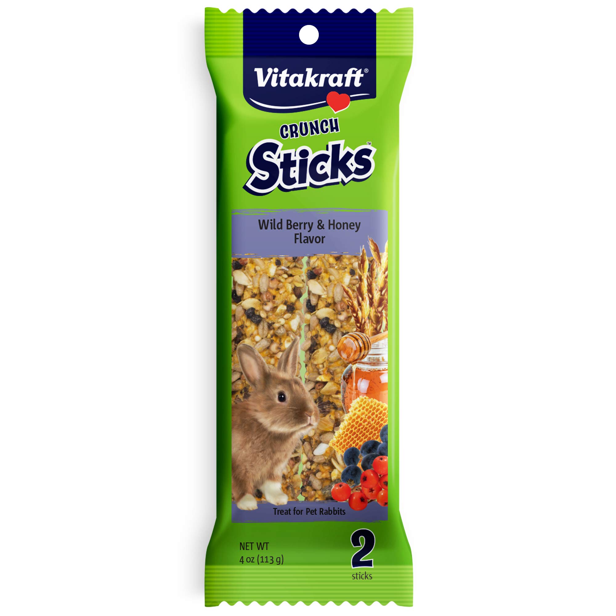 Vitakraft Crunch Sticks Rabbit Treat - Carrot and Honey - Rabbit Chew Sticks (Wild Berry & Honey) 4 for $10.45