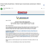 Costco is sending out recall notice for Michelin Agilis CrossClimate commercial tires $1