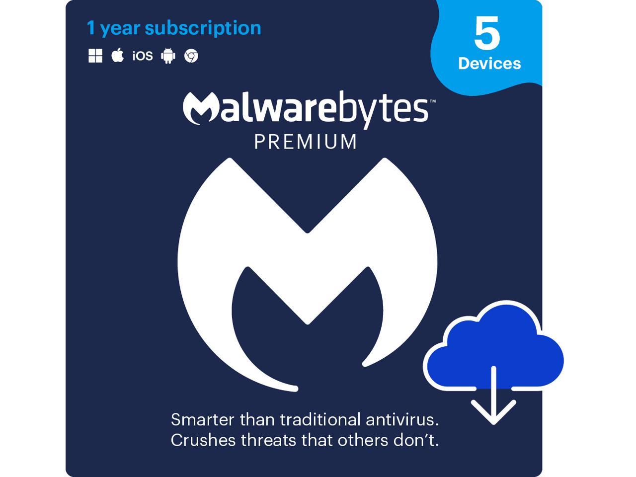 Malwarebytes Premium 4.5 Latest Version - 5 Devices / 1 Year - Download Apply $20 promo Newegg $30