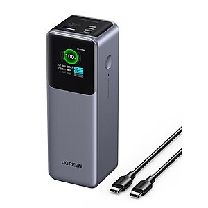 UGREEN Nexode Power Bank 25000mAh 200W Laptop Portable Charger PD 3.1 Fast Charging 90Wh 3-Port Battery Pack with TFT Smart Display $80