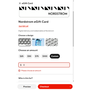 Doordash Dashpass Members: 10% off Nordstrom eGift Card $90