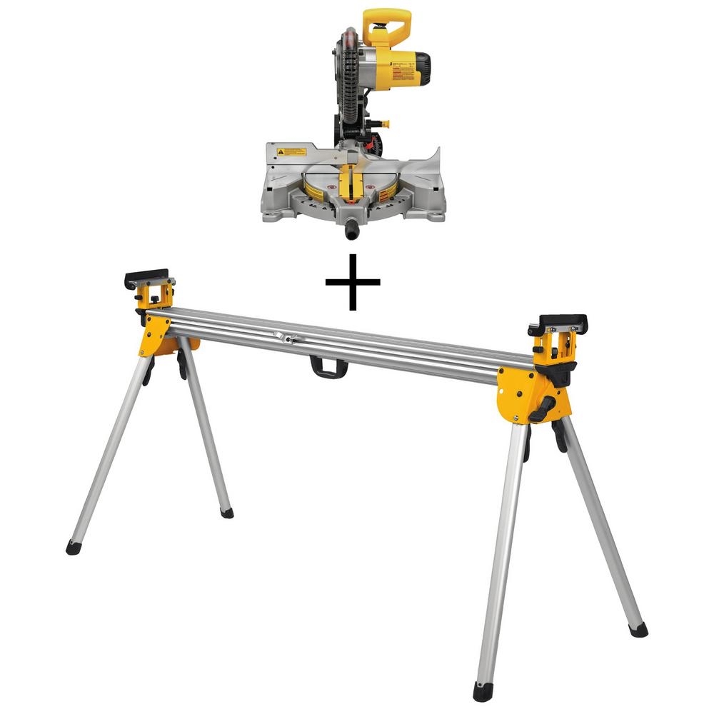 DEWALT 15 Amp Corded 10 in. Compound Single Bevel Miter Saw with Bonus Heavy-Duty Miter Saw Stand-DWS713W723