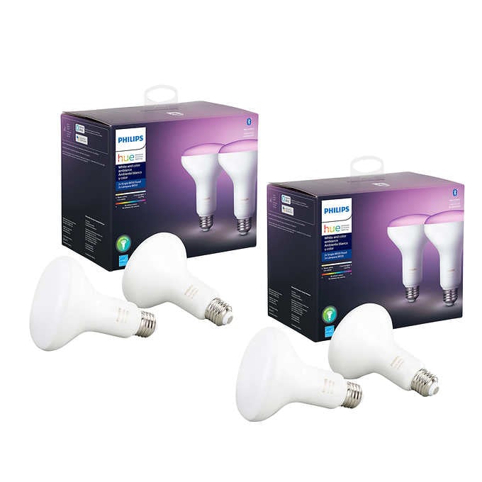 Philips Hue White And Color Ambiance Br30 Smart Led Bulb 4 Pack 3rd Gen 160
