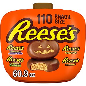 Reese's Assorted Peanut Butter Halloween Candy Pumpkin Bowl, 110 ct $24.97
