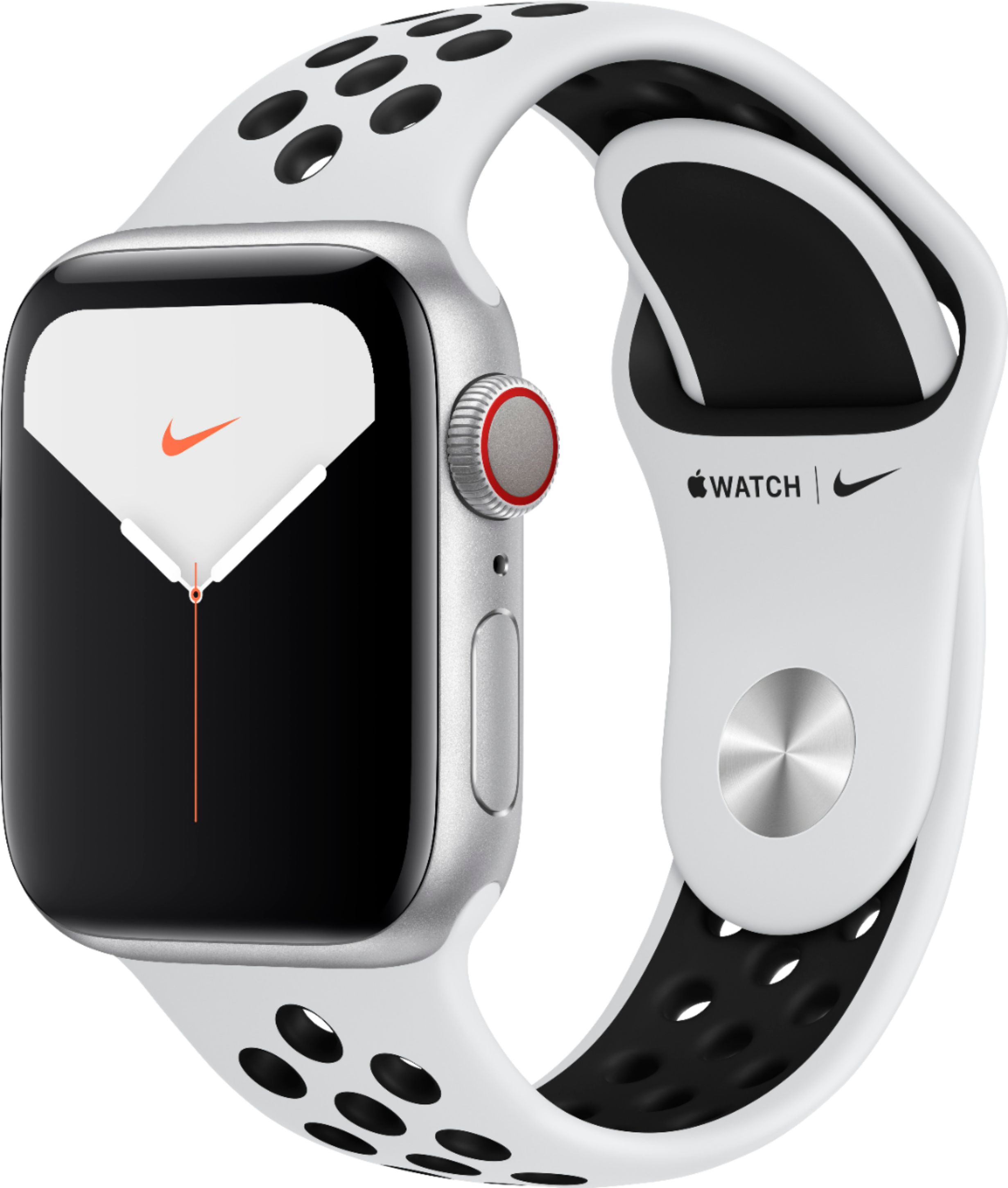 Apple Watch Nike Series 5 (GPS + Cellular) 40mm Silver Aluminum Case with Pure Platinum/Black Nike Sport Band Silver Aluminum MX372LL/A - Best Buy $319.99