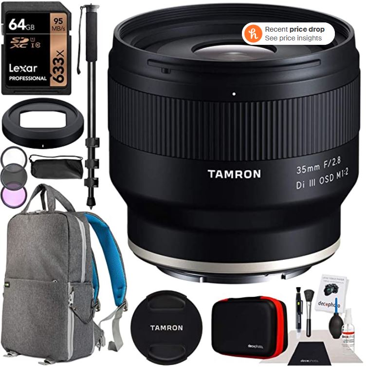Tamron 35mm F/2.8 Di III OSD M1:2 Lens (Model F053) for Sony E-Mount FF & Mirrorless Camera Bundle with Premium Accessory Set $199