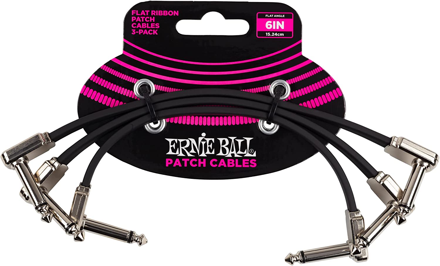Ernie Ball Flat Ribbon Patch Cable 3-Pack, 6in, Black $17.98