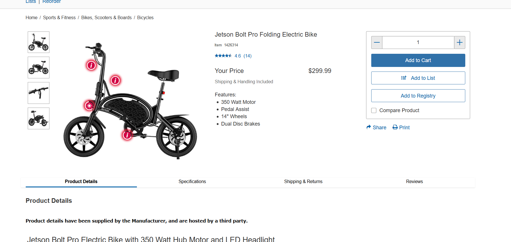 Great Deal On Small Folding Electric Bike Available Again At Costco 300 Free Shipping