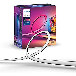 Philips Hue 65" Smart Light Strip - White and Color Ambiance LED Color-Changing TV Backlight - Sync with Television, Music, Gaming - Requires Bridge and Sync Box