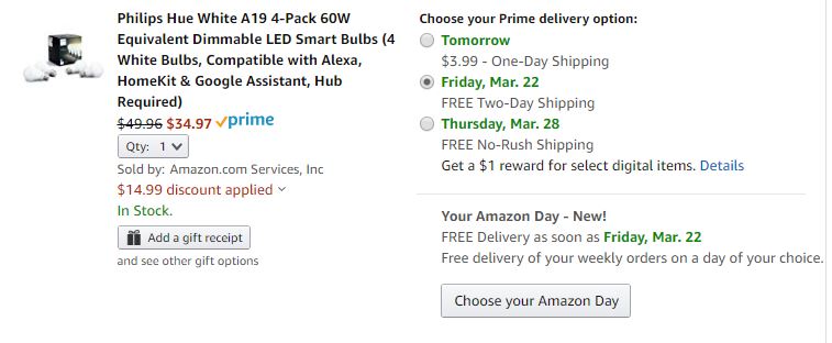 Philips Hue 30% off Amazon coupon, BR30 $28, Go $56, 4 pack of white $35, etc YYMV