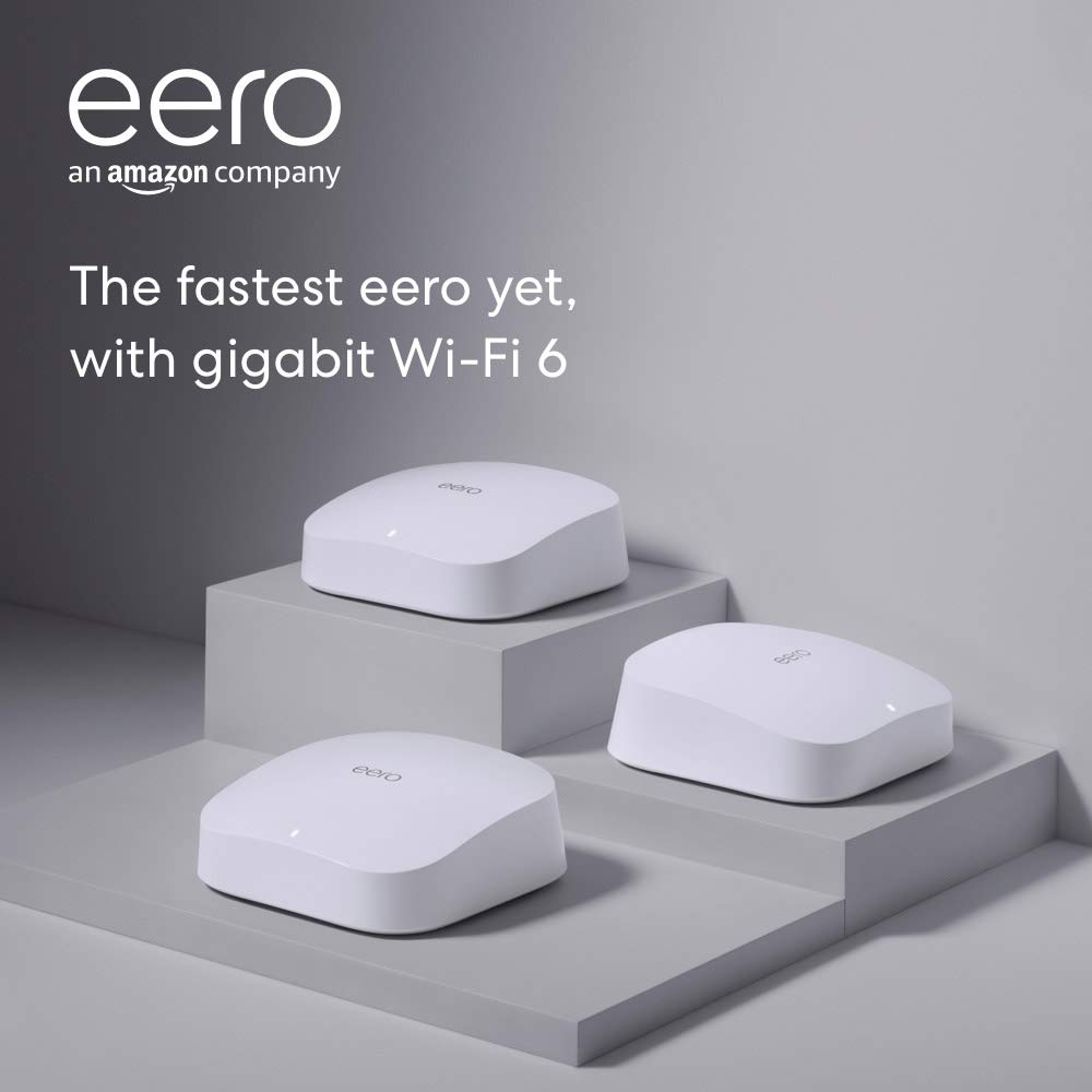 LIVE NOW on Amazon! Eero Pro 6 Mesh Router 3 pack $479 or $383.20 with trade-in