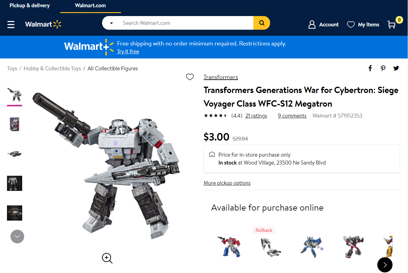 Transformers Siege Megatron 3 Wally instore, YMMV