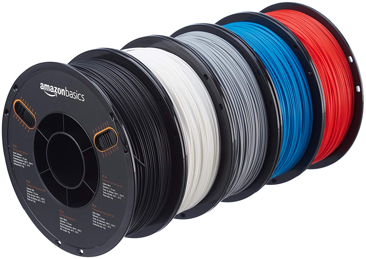 AmazonBasics PLA 3D Printer Filament, 1.75mm, 5 Assorted ...