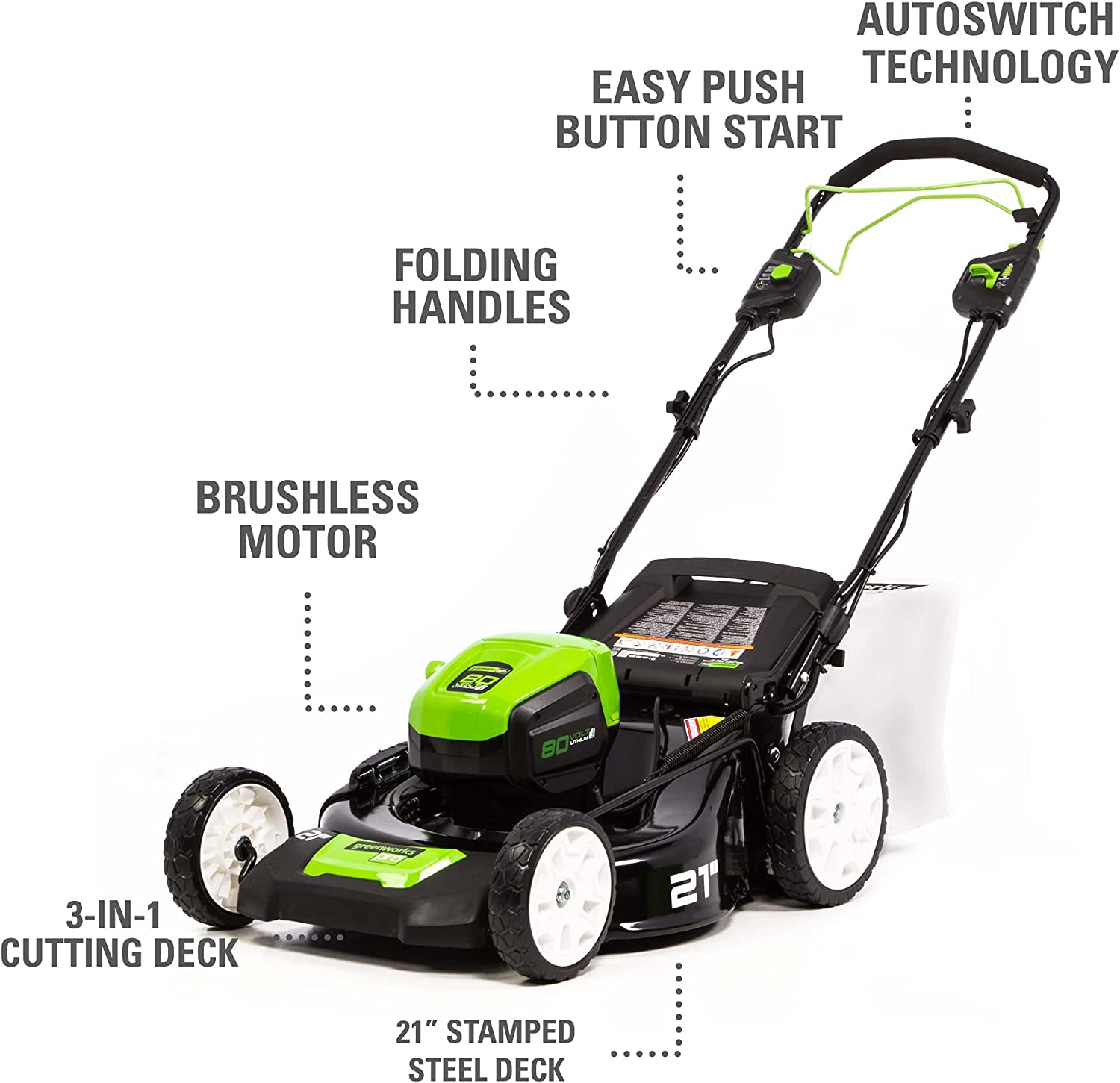 Greenworks Pro 21-Inch 80V Self-Propelled Cordless Lawn Mower, Tool-Only, MO80L00 $244