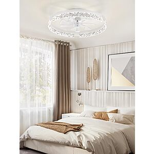 LEDIARY Flush Mount Ceiling Fans with Lights 20"/24"/19.7" 6-Speed Dimmable Remote Control Fan Lights from $39 + Free Shipping