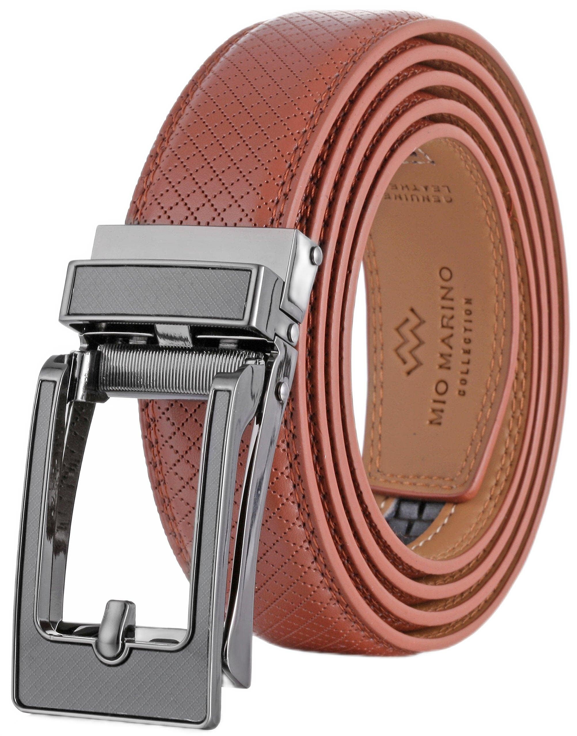 Mens Belt – Italian Designer Leather Belt by Mio Marino – Easy to Adjust Linxx Buckle – Perfect for Casual or Dress Occasion $7.98