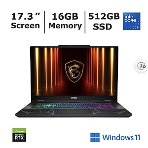 MSI Cyborg 17 17.3 Inch 144Hz Gaming Laptop, Intel Core 5 Processor, 16GB Memory, 512GB SSD, NVIDIA RTX 5060 Graphics $900 @ BJs