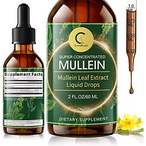 Mullein Drops for Lungs with Elderberry Liquid Tincture, 2 FL OZ $9 + Free Shipping