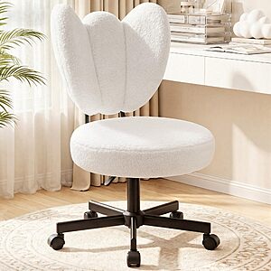 Petal Vanity Chair with Wheels,Tall Office Chair for Girls Women,Small Desk Chair Ergonomic with Flower-Shaped Backrest $50 + Free Shipping