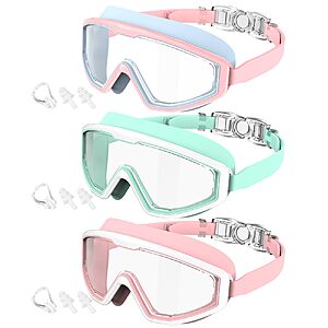 CIFOYA Kids Swim Goggles, 3 Pack Swimming Goggles for Kids 4-16, Anti-Fog UV Protection Pool Glasses for Boys Girls $11.49 AC + Free Shipping