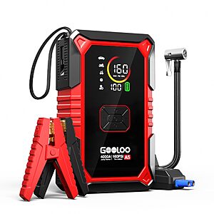 GOOLOO A5 Jump Starter with Air Compressor, 4000A Portable Jump Box $65.99 AC + Free Shipping