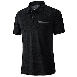 V VALANCH Men's Polo Shirts, Short Sleeve Moisture Wicking Casual Shirts with Pocket (Black) $6.99 AC