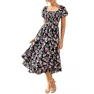 GRACE KARIN Womens Floral Maxi Wedding Guest Dress Black Pink Floral S  $17.74 AC